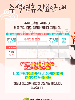 2017 추석연휴 진료 안내